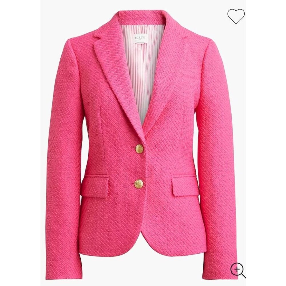 NWT J.Crew Tweed Schoolboy Lined Blazer in Sweet Fuchsia Women Size 16 BW287